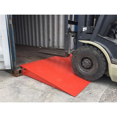 sea container forklift skid steer ramp|Vestil Steel Container Ramps with Side Rails.